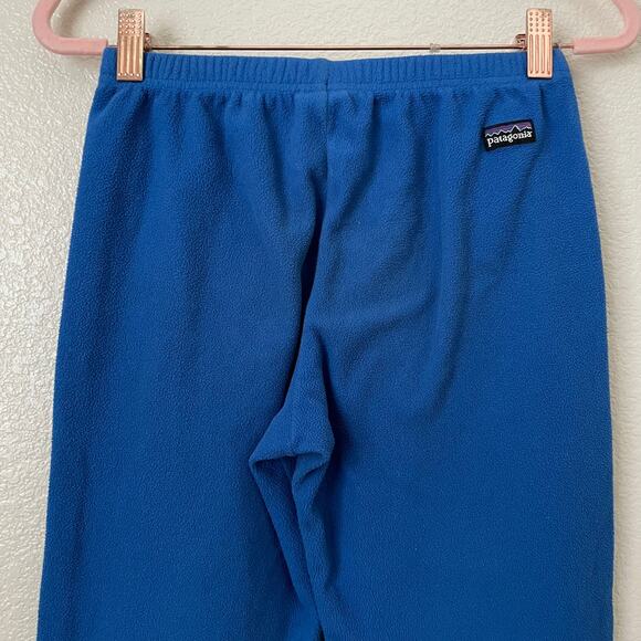 Patagonia Pants Kids Medium 10 Royal Blue Fleece Straight Leg Pull On Ski Snow - Picture 6 of 10